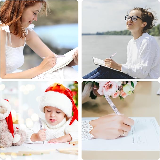 5 Count Pastel Gel Ink Pen Set,Cute Note Taking 0.5mm Fine Point Retractable 5 Count Black Ink Pens for Writing, Journaling, School, Office (White Clear)