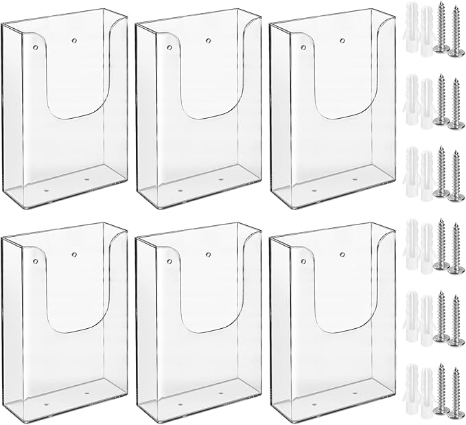 zavekia Brochure Holder, 4 x 6 Inches Brochure Holder Wall Mount Literature Holder Clear Flyer Holder Wall Mounted (6 pack)