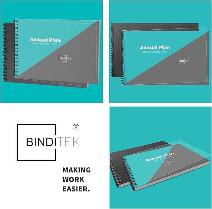 Binditek 100 Pack Binding Covers and Backs Set, 5.5 x 8.5 Inches, Including 50 Pcs 8 Mil Clear PVC Binding Covers, 50 Pcs 12 Mil Sand-Textured Polycovers, for Half Letter Size