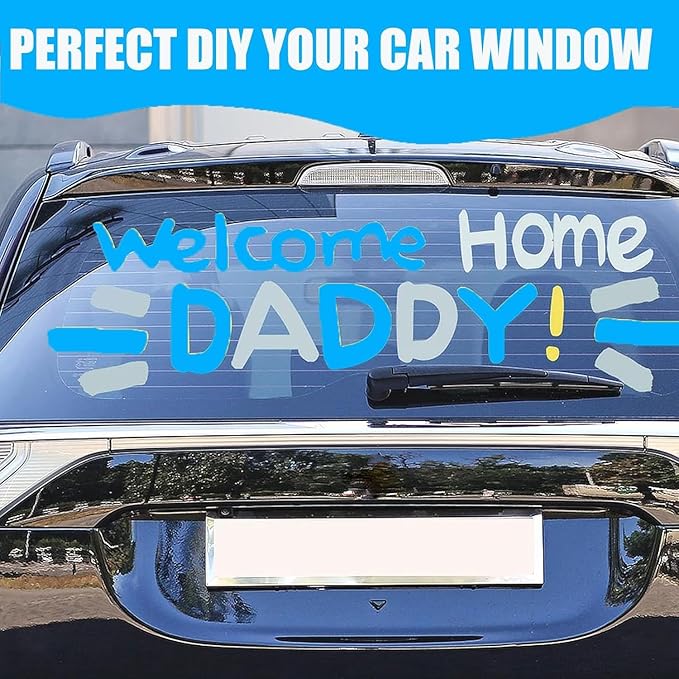 Window Chalk Markers for Cars Glass Washable, 8 Colors Jumbo Liquid Chalk Marker Pens with 15mm 3 in 1 Nib Wide Tip, Chalkboard Markers Car Window Paint Markers Pen for Auto, Mirror, Poster, Business