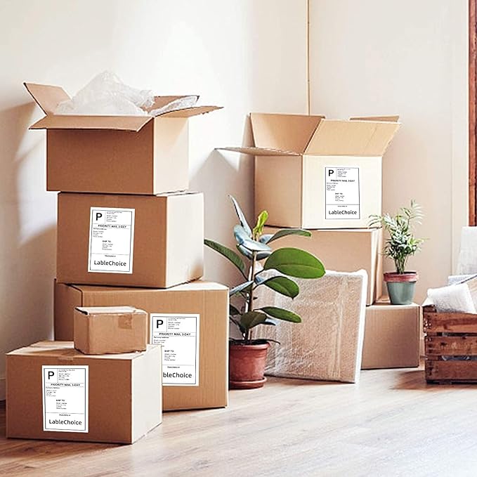 100 Sheets 200 Labels Half Sheet Self Adhesive Shipping Labels for Laser & Inkjet Printers, 8.5" x 5.5" Shipping Mailing Labels, 2 per Page Shipping Labels, 5 1/2 x 8 1/2 Half Sheet Labels