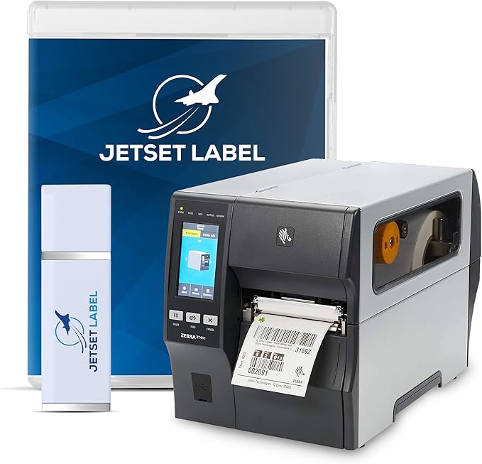 Zebra ZT411 203 DPI | Thermal Transfer & Direct Thermal | ZT41142-T010000Z Industrial Printer | Width 4 Inches Features Serial, USB, Ethernet & Bluetooth Connectivity | Includes Jetset Software