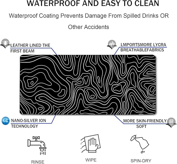 Large Mouse Pad, Big Desk Mat Large Office Desk Pad, Durable Extended Mouse Mat 35.4"x15.7" Mousepad with Non-Slip Rubber Base & Stitched Edge for Home Office Work, White Line