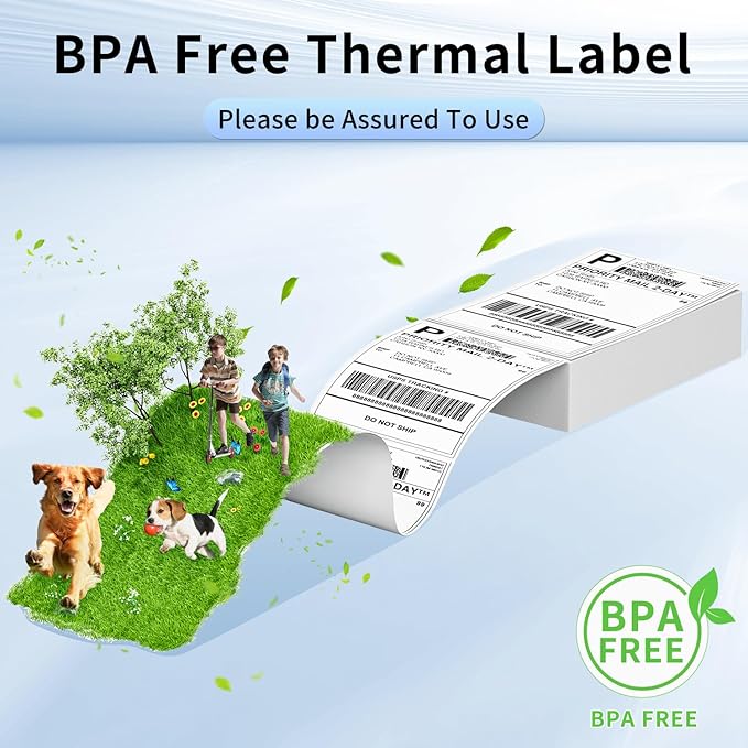 Phomemo 4X6 Thermal Labels - Shipping Labels, Thermal Printer Labels, Fan-Fold Labels for Shipping Labels, Address, Mail, Compatible with Zebra, Munbyn, Rollo, Polono, Nelko, Pack of 100, White