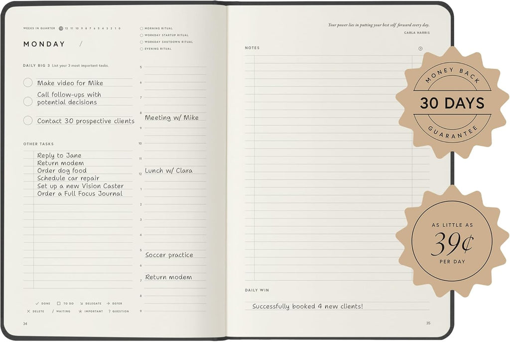 Full Focus Sea Blue Linen Planner by Michael Hyatt - The #1 Daily Planner to Set Annual Goals, Increase Focus, Eliminate Overwhelm, and Achieve Your Biggest Goals - Hardcover