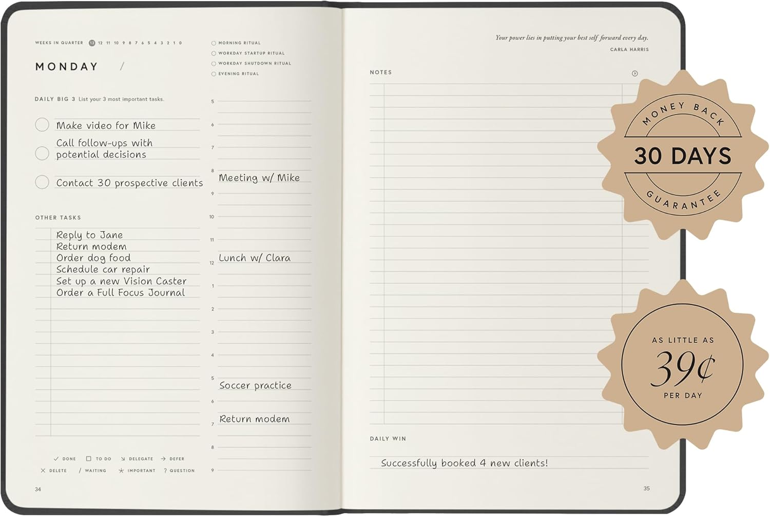 Full Focus Latte Linen Planner by Michael Hyatt - The #1 Daily Planner to Set Annual Goals, Increase Focus, Eliminate Overwhelm, and Achieve Your Biggest Goals - Hardcover