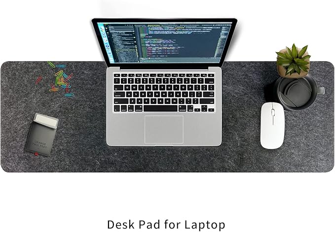 Felt Desk Mat | Computer Mat for Desk(36x12Inches) | Large Felt Mouse Pad and Keyboard Mat | Desk Protector for Office | Dark Gray