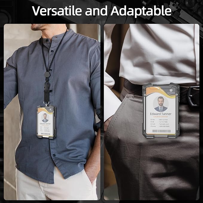 Oaridey Carbon Fiber Badge Holder with Lanyard, Heavy Duty Lanyard with Safety Breakaway Buckle for ID Card/Badge Holder