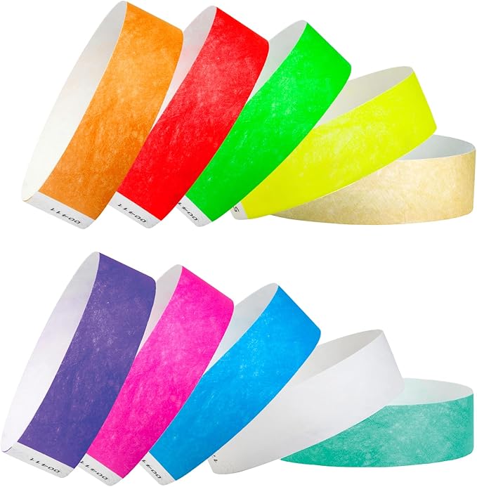 100 WristCo Tyvek Wristbands for Events – 10-Color Variety Pack – Tamper-Proof Design Prevents Reuse – Premium-Grade Bracelets for Hospital & Medical ID, Party, VIP Identification