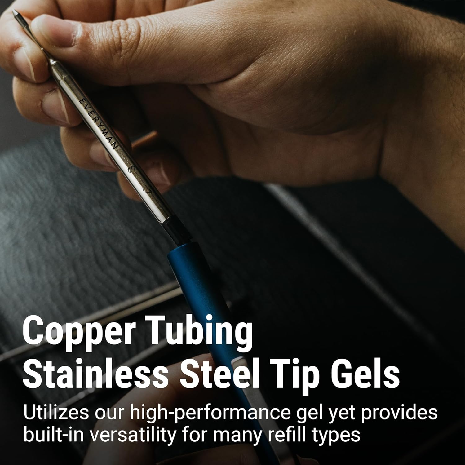 Everyman Grafton Full Click Refillable 0.7mm Ball Point Pen, Aegean | Sleek Anodized Aluminum EDC Pen with Deep Grooved Grip | Smooth Writing Pocket Pen for Office, Travel, Gifting & Daily Use