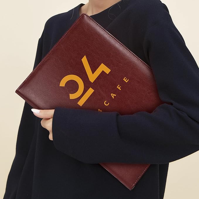 Personalized Padfolio - Customized Leather Portfolio with Logo or Text - Professional Business Portfolio with A4/US Letter Writing Pad Holder for Resumes and Interviews, Brown