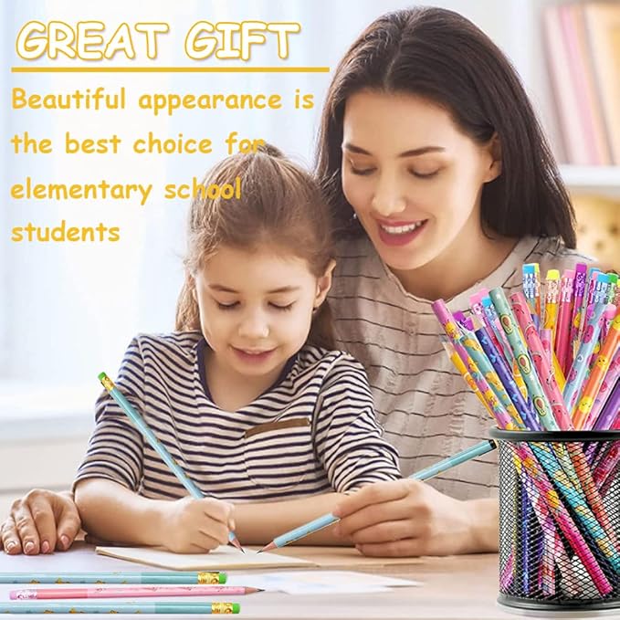 60 Pieces Scented Pencils for Kids Scented Pencils with Erasers Fruit HB Graphite Pencil for School Stationery Party Reward Supplies