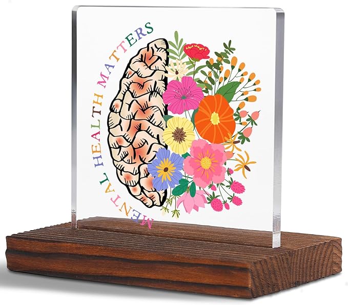 Mental Health Matters School Psychologist Gift Clear Desk Decor Signs, Graduation Gift for Psychiatrist Acrylic Plaque, Appreciation Thank You Gifts Mental Health Therapist Office Decor Signs TZD60
