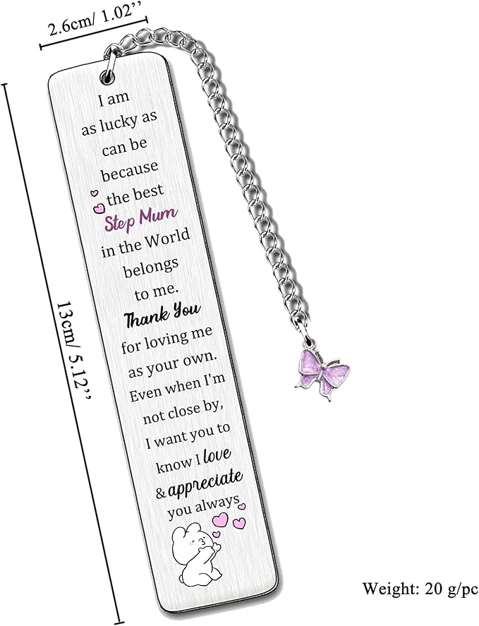 Step Mom Bookmarks Mothers Day Gifts Bookmarker Birthday Retirement Appreciate Love Quote Engraved Keepsakes Mommy Thank You for Loving Me as Your Own Christmas Thanksgiving Women Book Lover Accessory