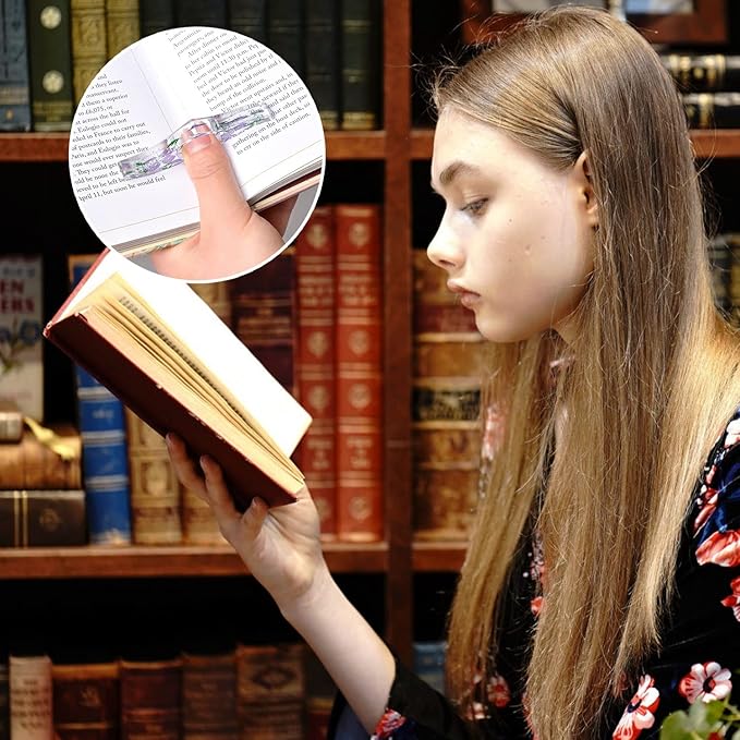 SKYNEO Book Page Holder, Thumb Book Page Holder, Dried Flowers for Resin Page Holder, Book Reader Reading Accessories for Teachers Gift and Bookworm Gifts, Gifts for Book Lovers - White