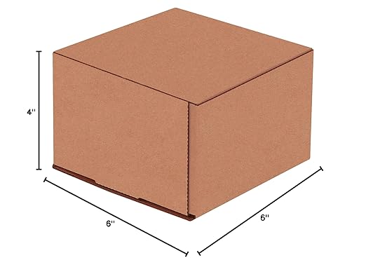 BOX USA BM664K Corrugated Mailers, 6" x 6" x 4", Kraft (Pack of 50)