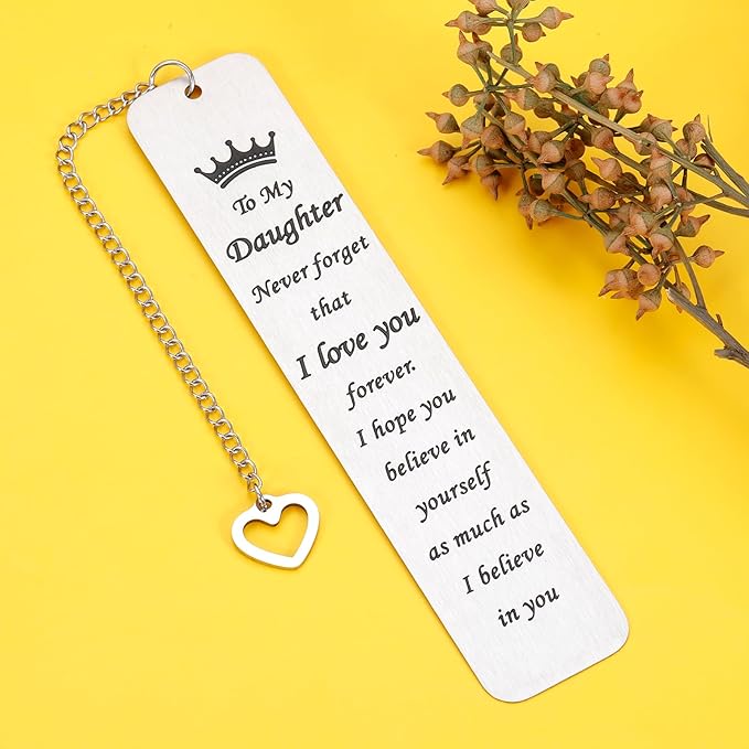 Stocking Stuffer for Daughter Inspirational Gifts Bookmarks from Mom Stepmom to My Girl for Christmas 16th 21st Birthday Christmas Gifts for Teen Girls Adults Kids Graduation Gifts