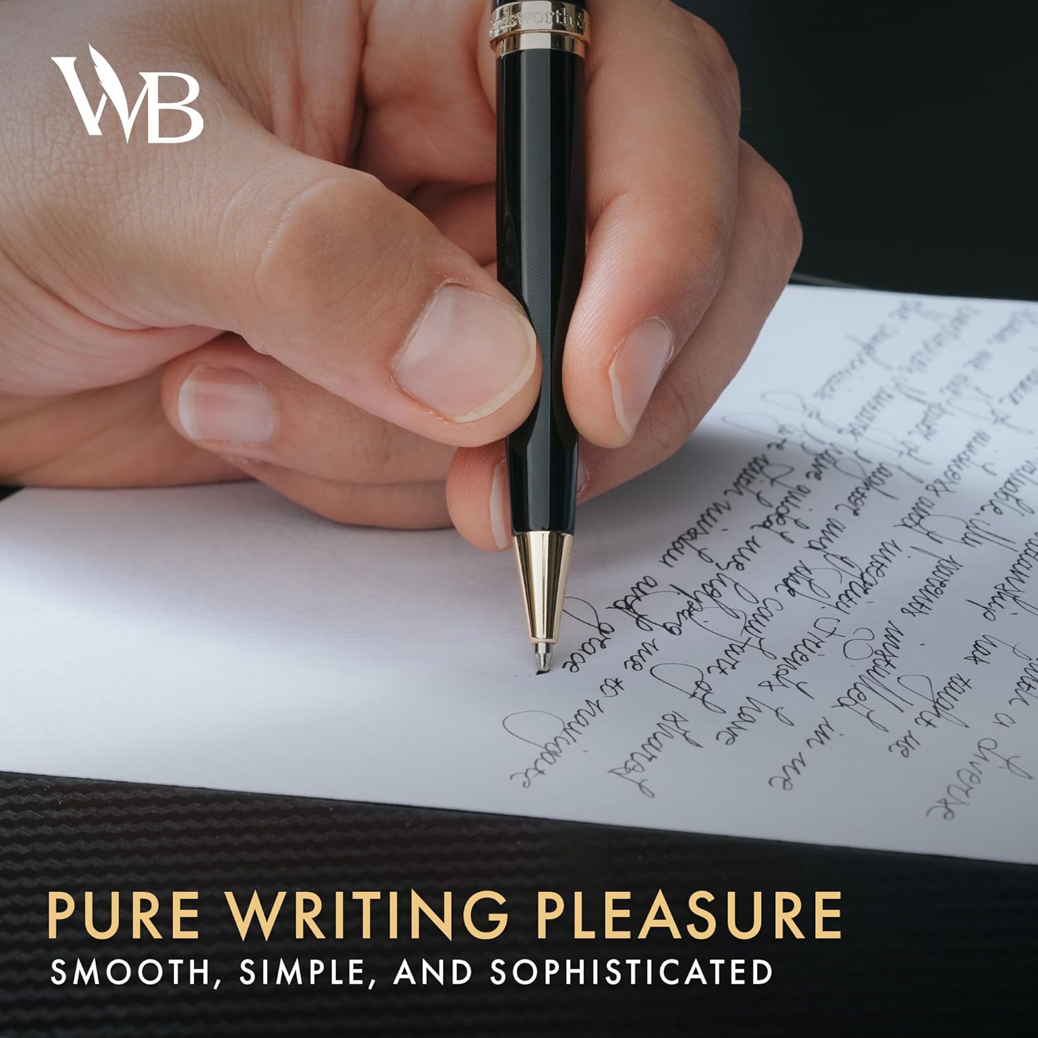 Wordsworth and Black Luxury Ballpoint Pen Set - Black Lacquer 24K Gold Finish, Refillable Fine Point, Elegant Gift for Men & Women, Includes Ink Refill, Nice Pens for Work