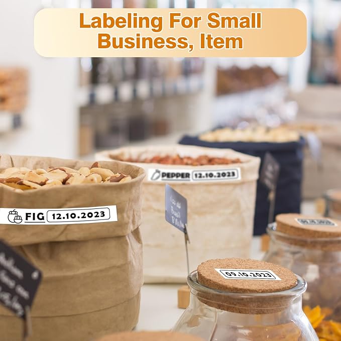 Phomemo D30 Continuous White Label Paper • 0.59"x23.62" • (15mm X 6m) • Black on White • Compatible for D30 Label Maker • Thermal Printing Inkless & Clean • Labeling for Home Organization & Office