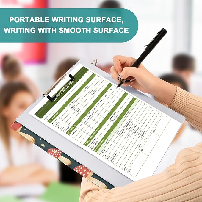 Cute Mushroom Red 3 Ring Binders with Clipboard File Folder for Office School with Pocket, 2 Pack, E01W24021