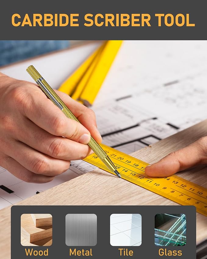 34 Pack Carpenter Pencil Set with Sharpener, Mechanical Carpenter Pencils with Deep Hole Long-Nib Marker Pens, Carbide Scribe Tool & Construction Pencils for Architect Woodworking with Case