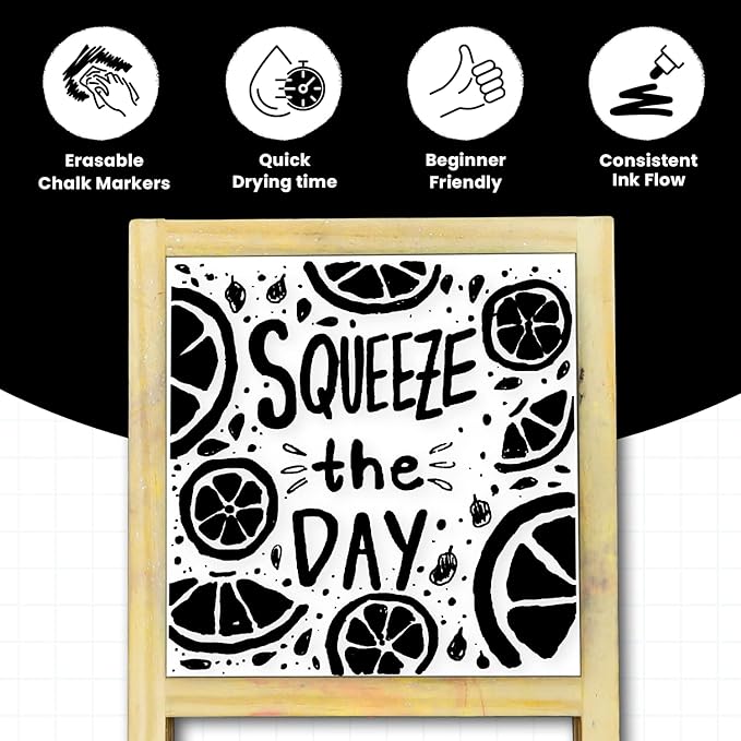 5 Black Chalkboard Chalk Markers - Black Dry Erase Markers for Blackboard, Chalkboard Signs, Windows, Glass | Variety Pack - Fine & Jumbo Size Ink Pen (1mm, 3mm, 6mm, 10mm, 15mm)