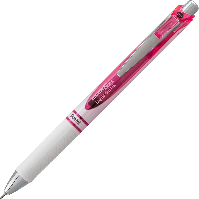 Pentel Pink BCA EnerGel Pearl Deluxe RTX Liquid Gel Pen, (0.5mm), Fine Line, Needle Tip (BLN75WBP2PA)