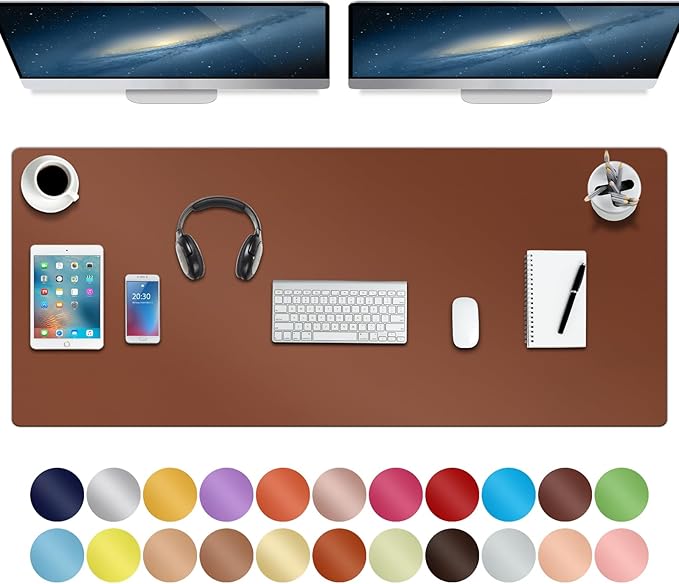 Boutilon Leather Desk Pad 47"x 24" Non-Slip Mouse Pad,Business Desk Pad,Extended Table Protector for Keyboard and Mouse,Desk Writing Pad for Office Home Working Decor (XXXL-Brown)