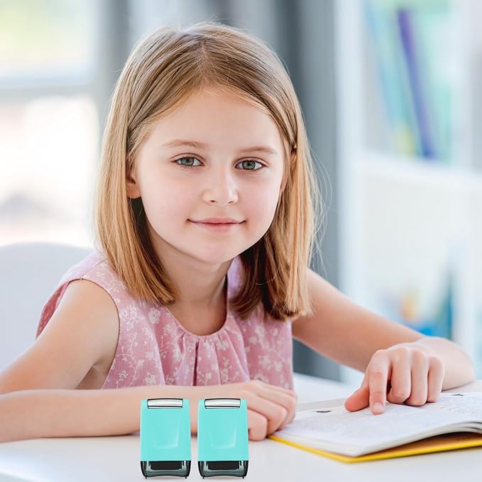 Sherr 2 Handwriting Line Stamp Roller Dashed Handwriting Lines Practice Roller Stamp for Kids, Teachers Kindergarten Education Classroom Back to School Need(2.72 x 2.44 x 1.54 Inch,Light Blue)