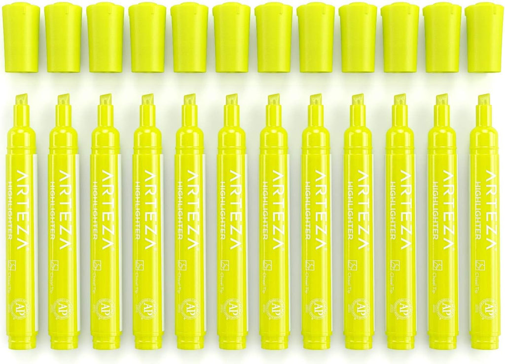 ARTEZA Yellow Highlighters in Bulk, Pack of 64, Chisel Tip Markers