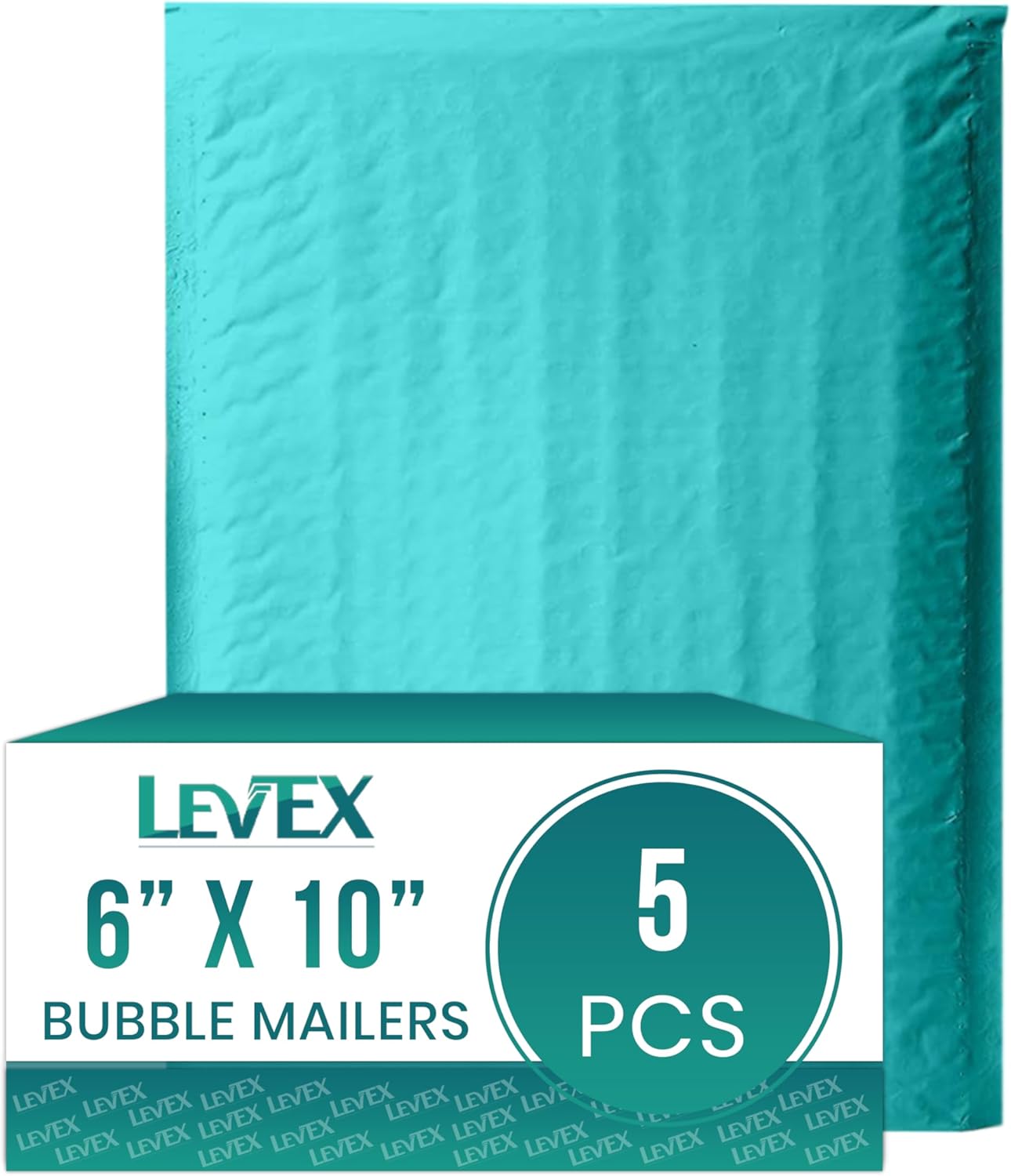 Levex - #0 6" x 10" [5 Pack] Teal Poly Bubble Mailers, Padded Envelope Mailers, Packing Envelope & Mailing Bags for Shipping