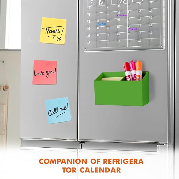 BEYGORM Magnetic Dry Erase Marker Holder for Whiteboard,Non-slip Acrylic Magnet Pen Holder for Fridge Refrigerator,Locker Organizer for Work,Locker Accessories,Pencil Cup for Desk(Green)