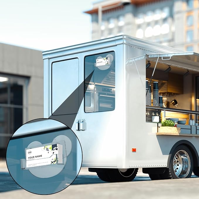 Window Mount Business Card Holder with Suction Cups Acrylic Single Pocket Organizer Clear Card Holder Acrylic Display Storage for Home Office(Classic)