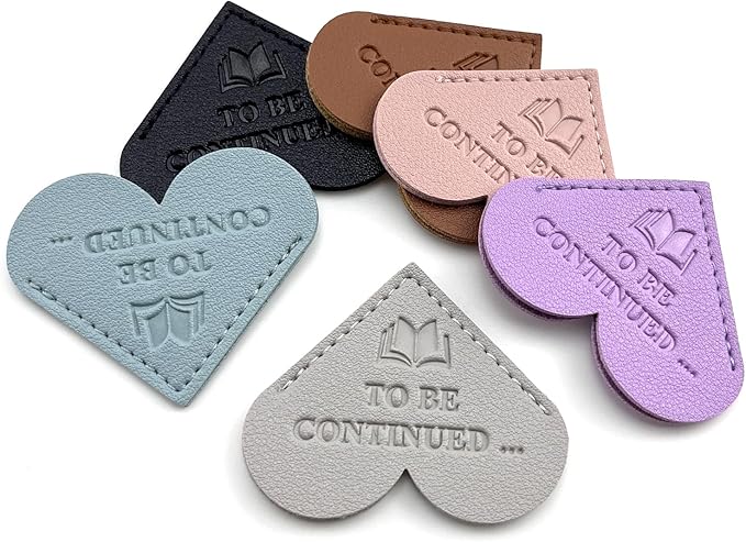 6 Pcs Leather Heart Shaped Bookmarks, to BE Continued ... Book Markers for Men Women Kids, Funny Book Lovers Keep Reading Reminder