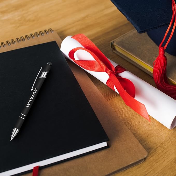 Zonon 12 Pieces Inspirational Pens Bulk Easter Basket Stuffers Motivational Quotes Ballpoint Pens with Stylus Tip Inspirational Gifts for School Office Teachers(Classic Colors,Graduation Style)