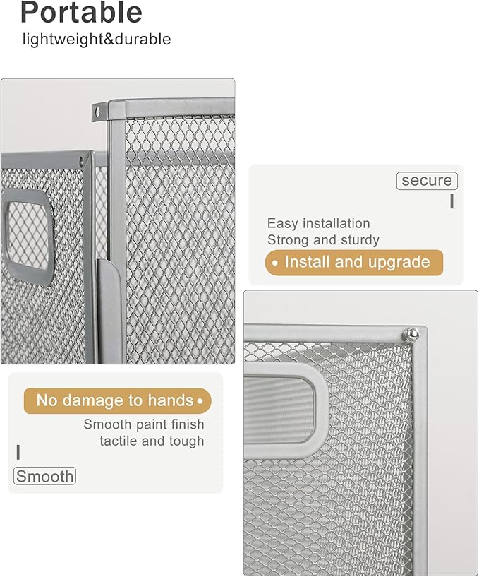Oterri Hanging File Organizer, Metal File Organizer, Portable Desktop File Organizer for Letter Size Folder, Mesh Hanging File Crate for Office,Folders Not Included(Light Grey-Large,2 Pack)