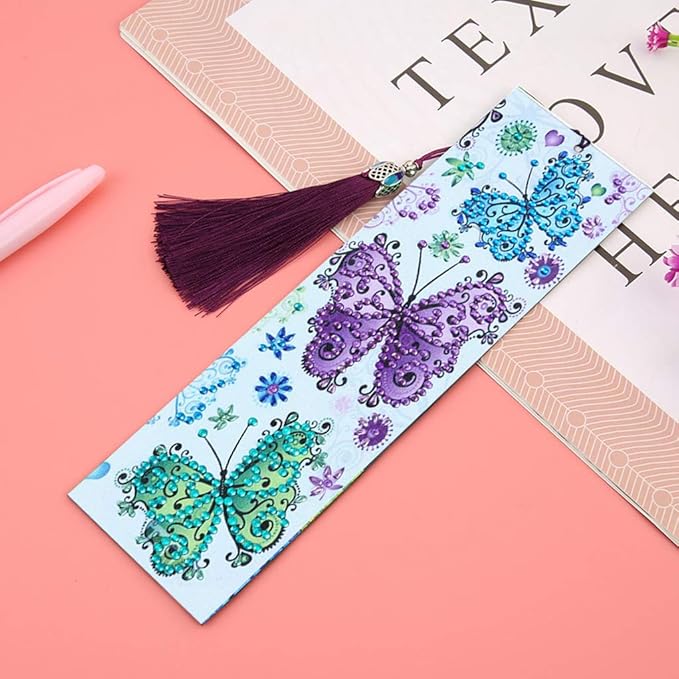 2Pack Diamond and Painting Bookmarks DIY Bookmarks with Tassel Great Gifts for Christmas, Thanksgiving, New Year, Birthday