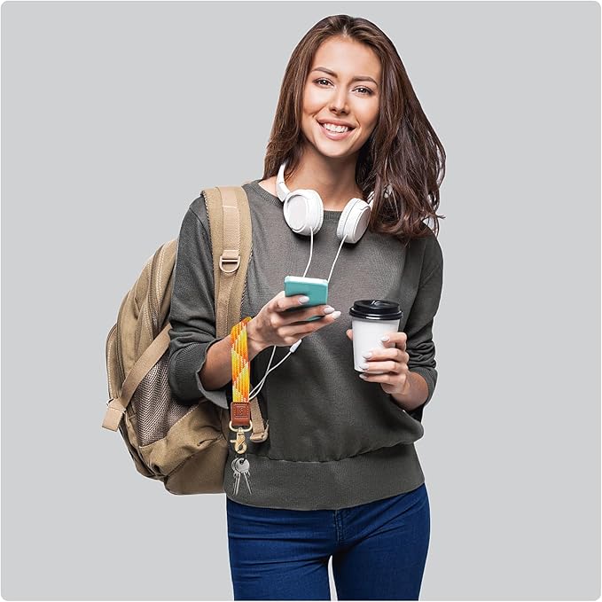 Fishent Stretchy Wristlet Keychain,Braided Cute Wrist Lanyards for Keys, Key Chain Holder for Women Men, Wrist Strap Keychain for Car Keys Phone Camera Wallet ID Badges Card (Gradient Orange)