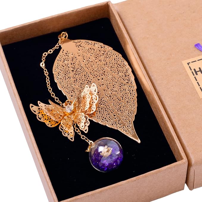 Toirxarn Gold Bookmark with Butterfly Charm - Elegant Bookmarks for Women, Book Lovers Gifts, Book Marker for Reading, Teacher Appreciation Gifts, Unique Birthday Gifts, Stocking Stuffers