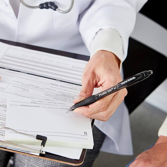 Paper Mate Gel Pen, Profile Retractable Pen, 0.7mm, Red, 12 Count