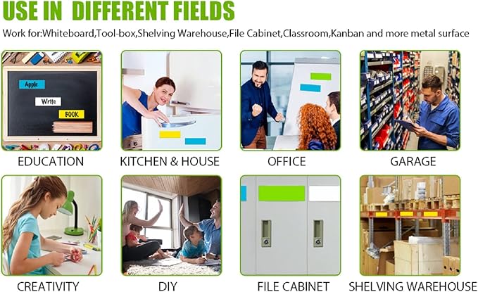 Pale Green Magnetic Labels for White Board,Dry Erase Magnets Sheets,Labeling Lockers,Orgnazing Metal Surface Cabinet
