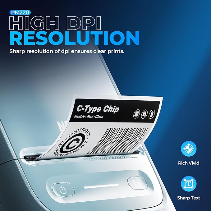 Nelko PM220 Bluetooth Label Maker Machine with Tape, 2 Inch Portable Thermal Printer for Small Business, Address, Logo, Clothing, Sticker Printer for Phones & PC, Cyan