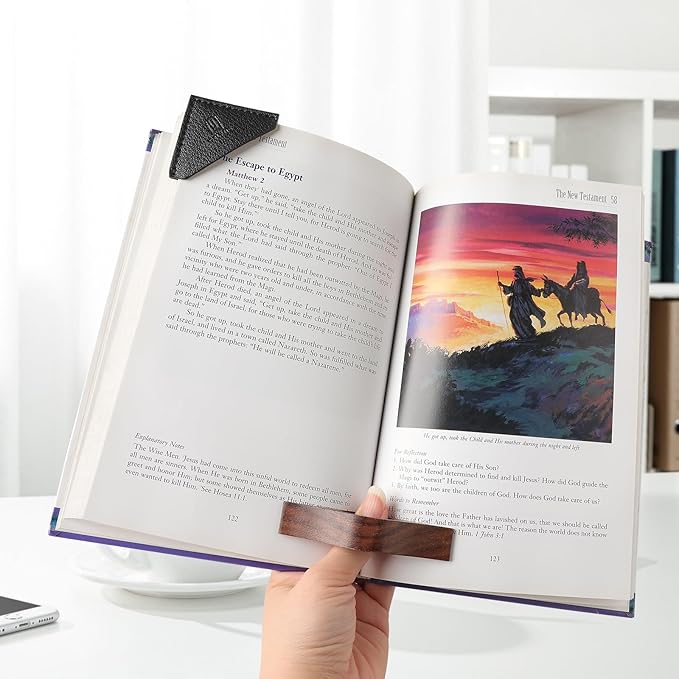 Book Weight Page Holder Wooden Thumb Book Open Holder for Men Women Weighted Bookmarks Corner Reading Book Accessories Christmas Gift Writer Reader (Bookmark+Thumb Page Holder-Coffee)