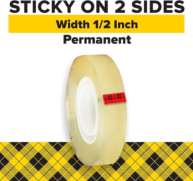 Scotch Double Sided Tape, Office and School Supplies for Arts and Crafts, Alternative to Scrapbooking Tape, 0.50 in. x 500 in., 2 Refill Tape Rolls