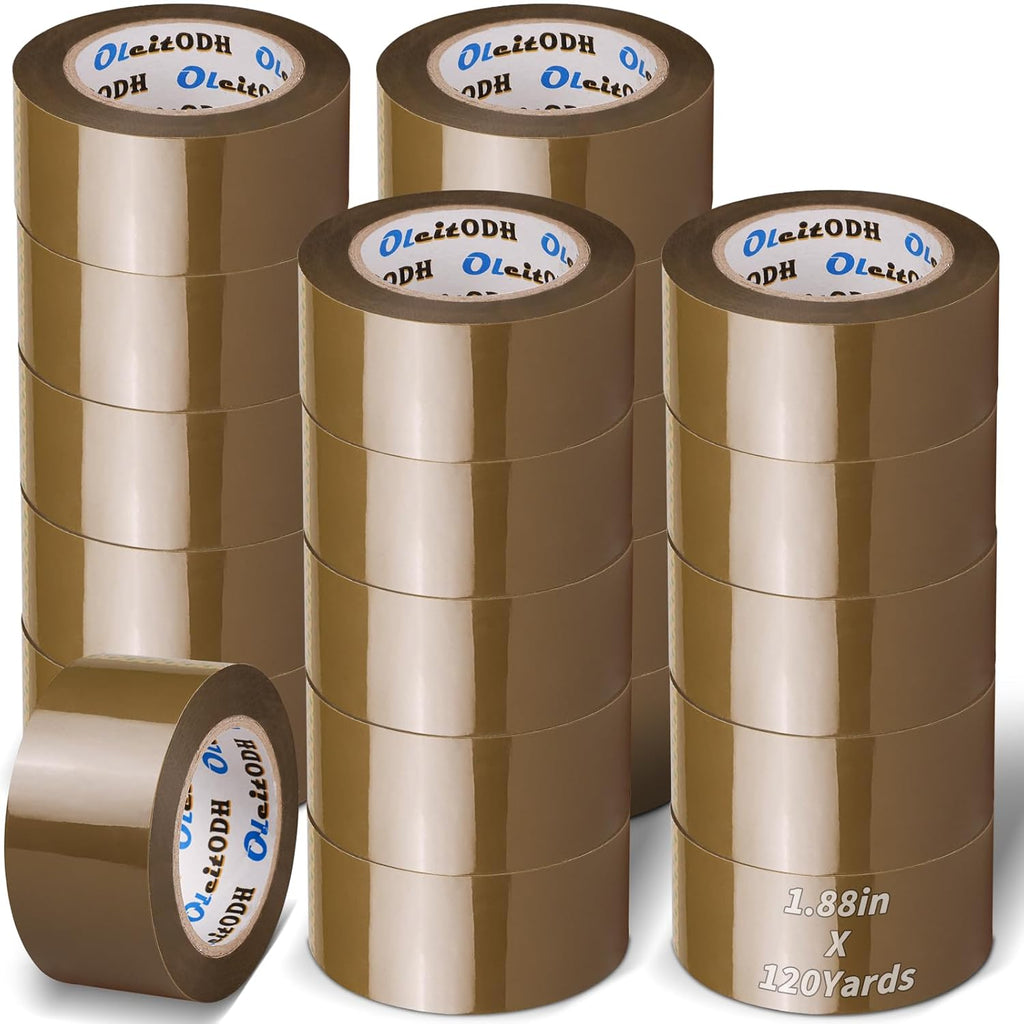 20 Rolls Brown Packing Tape with Dispenser, 1.88" X 120 yd Shipping Tape Bulk, Total 2400 yards, 2.6 mil, 3" Core, Tan Packing Tape Refills, Carton Sealing Tape for Moving Boxes, Package, Mailing