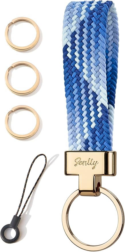 SENLLY Car Keychain, Stretchy Key Holder, Original Elastic Anti-Drop Design Finger Lanyard Strap
