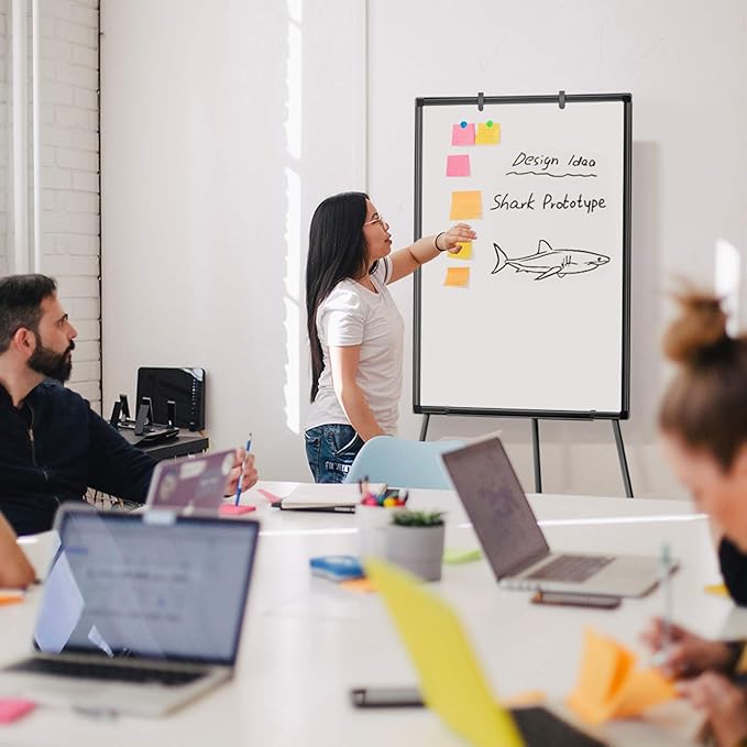 Easel Whiteboard - Magnetic Portable Dry Erase Easel Board 36 x 24 Tripod Whiteboard Height Adjustable Flipchart Easel Stand White Board for Office or Teaching at Home & Classroom (Black)