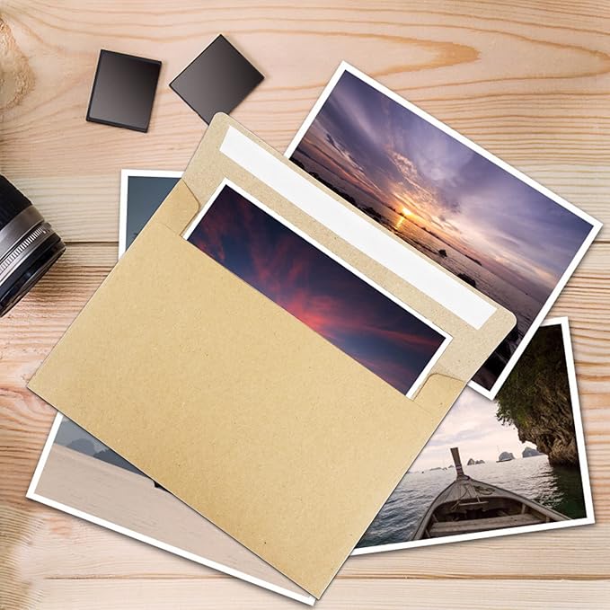 100 Pack Kraft Envelopes,A7 Invitation Envelopes,Wedding, Baby Shower,Brown Kraft Envelopes for Personalize Gift Cards, Birthday Party,5x7 Envelopes for Invitations