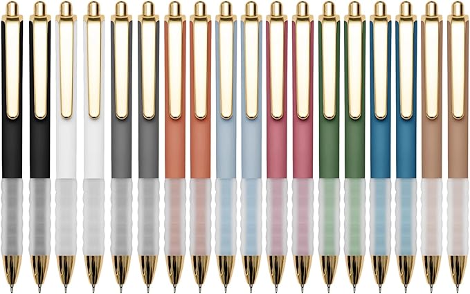 Linbsunne Ballpoint Pens Black Medium Point 1mm Pen with Super Soft Grip Ball Point Pen for Men Women Retractable Pens (18-Count)