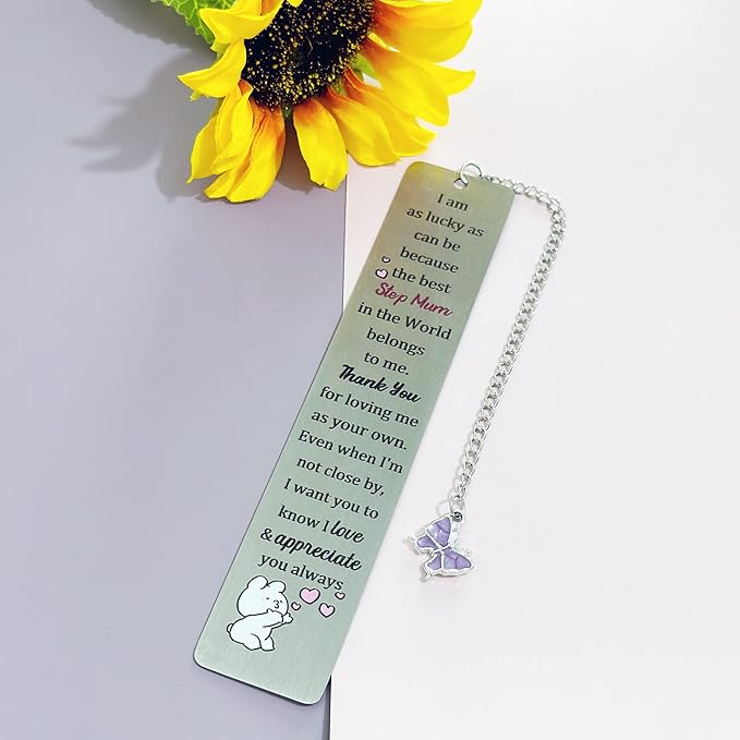 Step Mom Bookmarks Mothers Day Gifts Bookmarker Birthday Retirement Appreciate Love Quote Engraved Keepsakes Mommy Thank You for Loving Me as Your Own Christmas Thanksgiving Women Book Lover Accessory